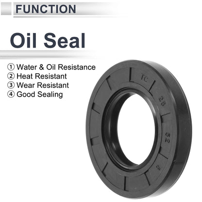 Oil Seal Rotary Shaft Seal TC Seal Ring Nitrile Rubber 28x52x8mm Black 5 Pcs