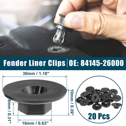 Fender Liner Clips 20 x Black for Kia Cadenza (2014-2019)