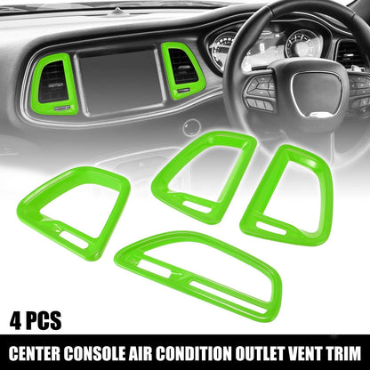 4x Center Console Air Condition Outlet Vent Trim for Dodge Challenger Green