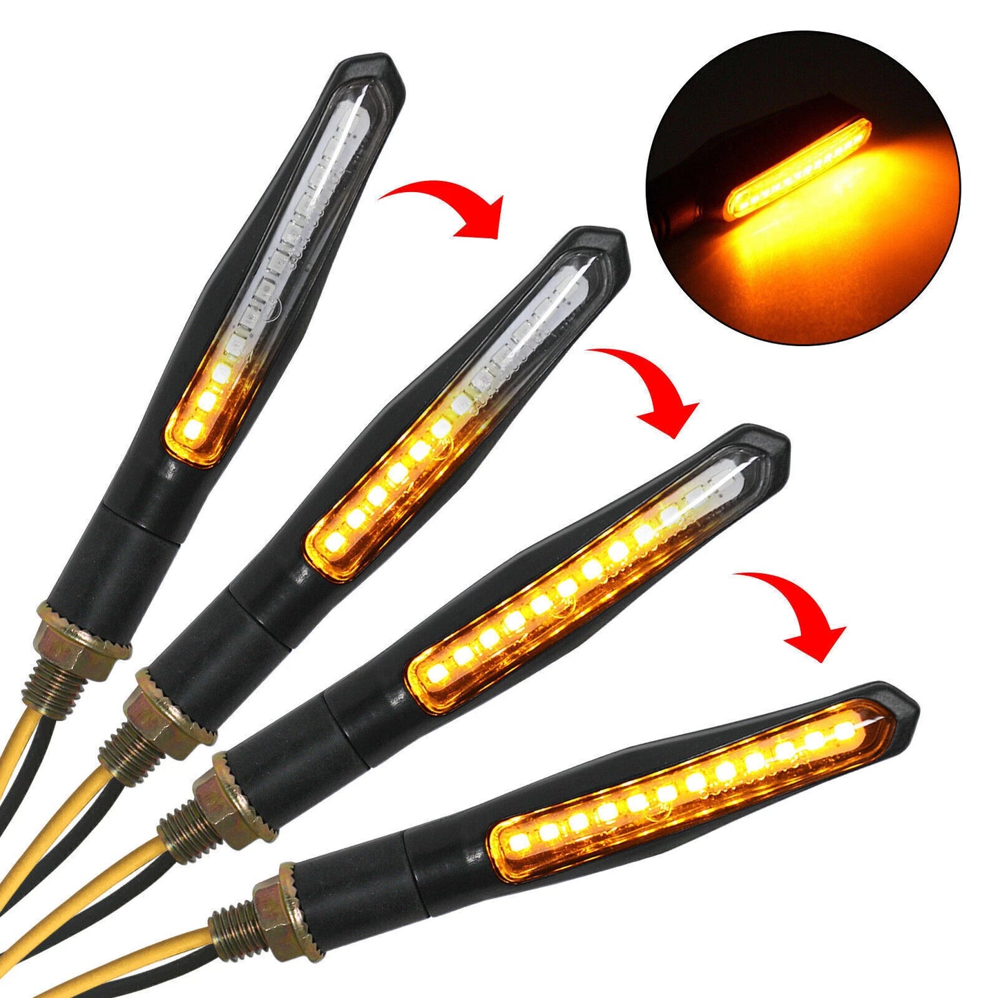 2 x M10 Motorcycle Mini Turn Signal Lights for Universal (2020-2023)
