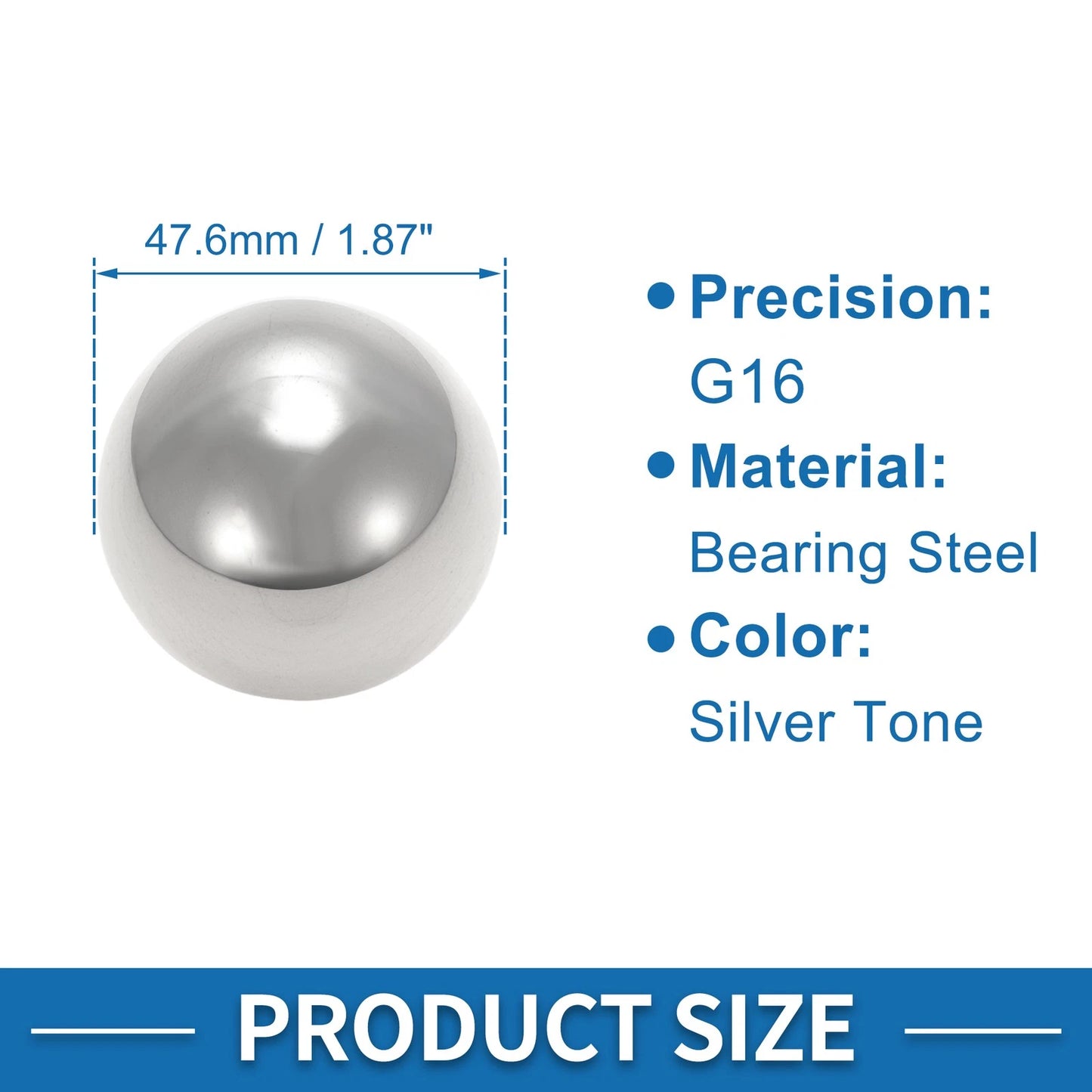 38.1mm Bearing Ball Steel G16 Precision Silver Tone 1 Pc