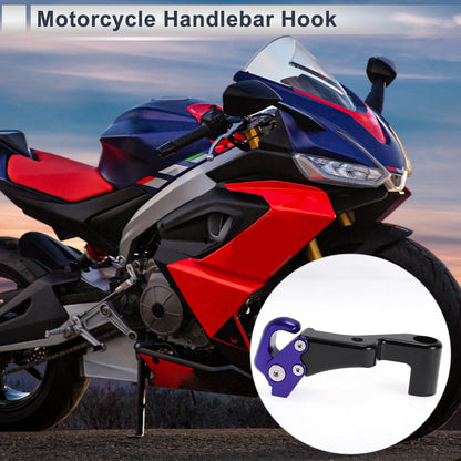 Flat Handle with Hook for Motorcycle Hanging Hook Screw Blue Black