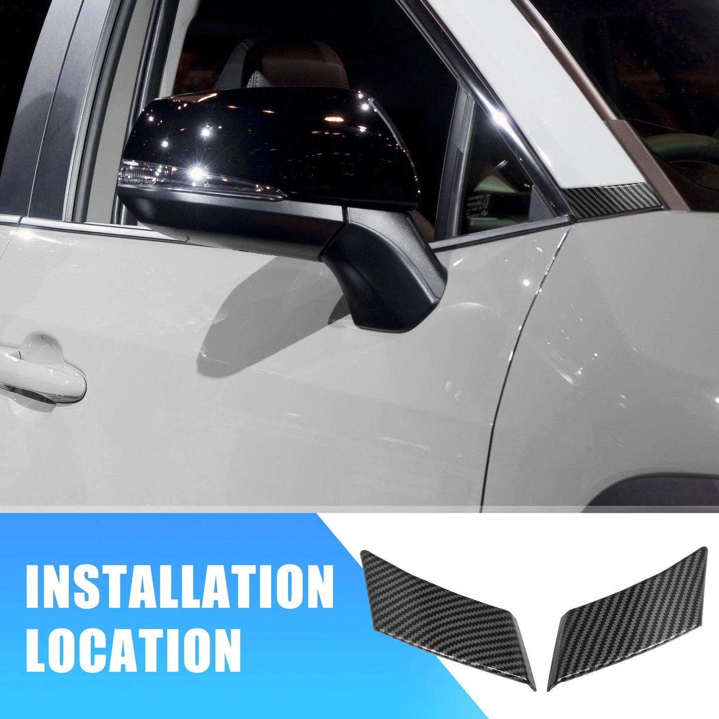Carbon Fiber Front Door A-Pillar Cover Trim Pair for Toyota RAV4 (2019–2023)