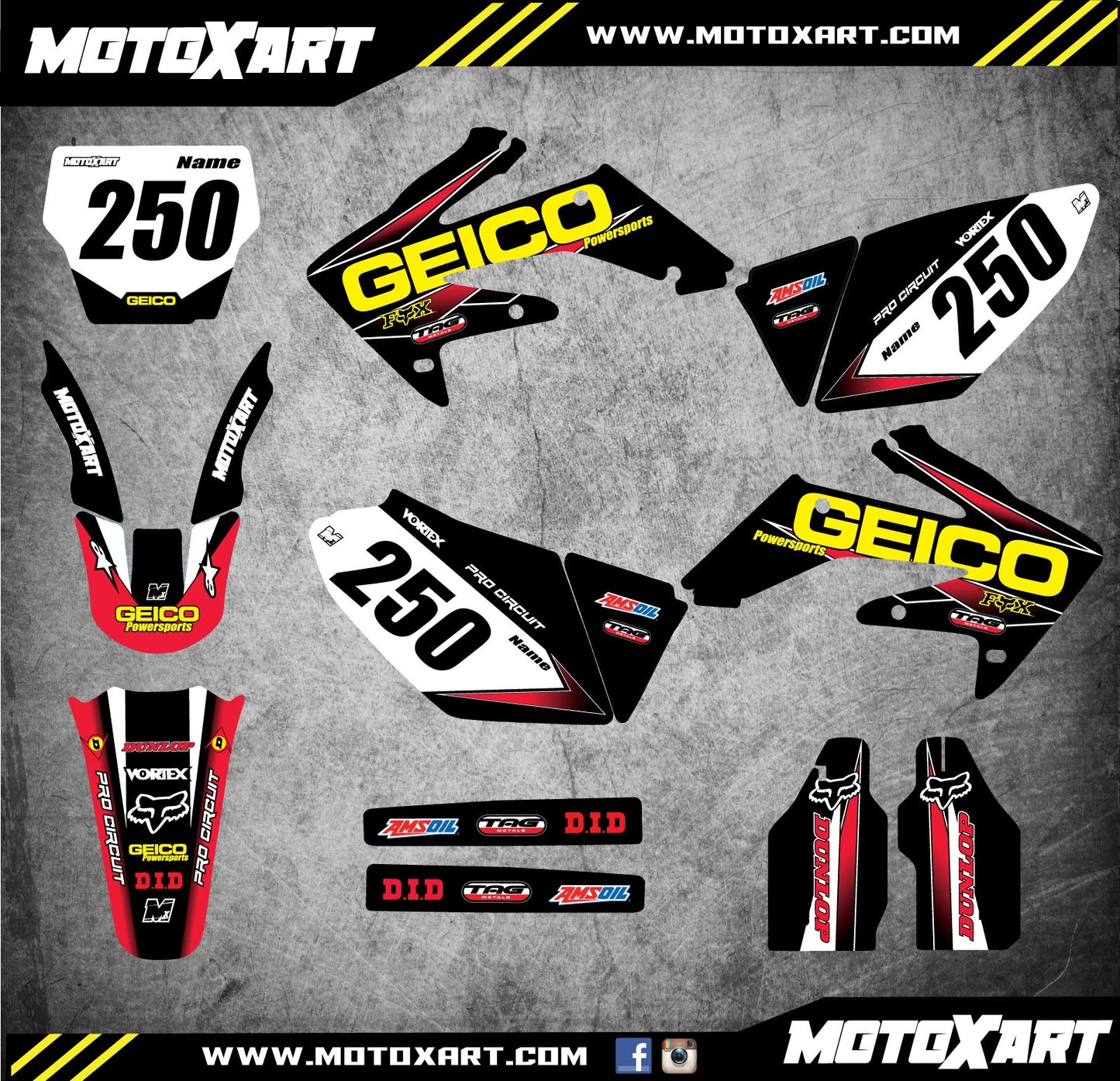 GEICO Style Sticker Kit for Honda CRF 250 (2018-2019)