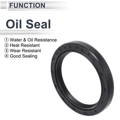 Oil Seal Seal Ring Rotary Shaft Seal NBR Rubber 52x68x8mm Black 5 Pcs