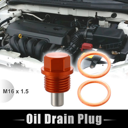 M16 x 1.5 Magnetic Oil Drain Plug for Car Sump Cap Aluminium with Gaskets