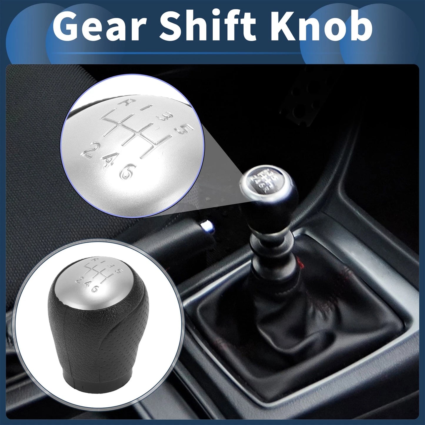 6 Speed Gear Shift Knob for Nissan Juke 2011-2013 Black Silver Tone