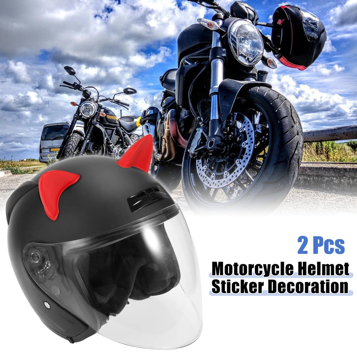 Cat Ears / 2 x / Style Helmet Stick-On Decoration for Motorcycle Scooter