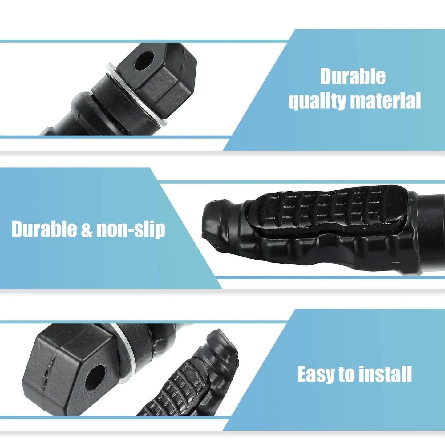 1 Pair Foot Pegs Aluminum Alloy Footrests Pedals Universal Black for Motorcycle