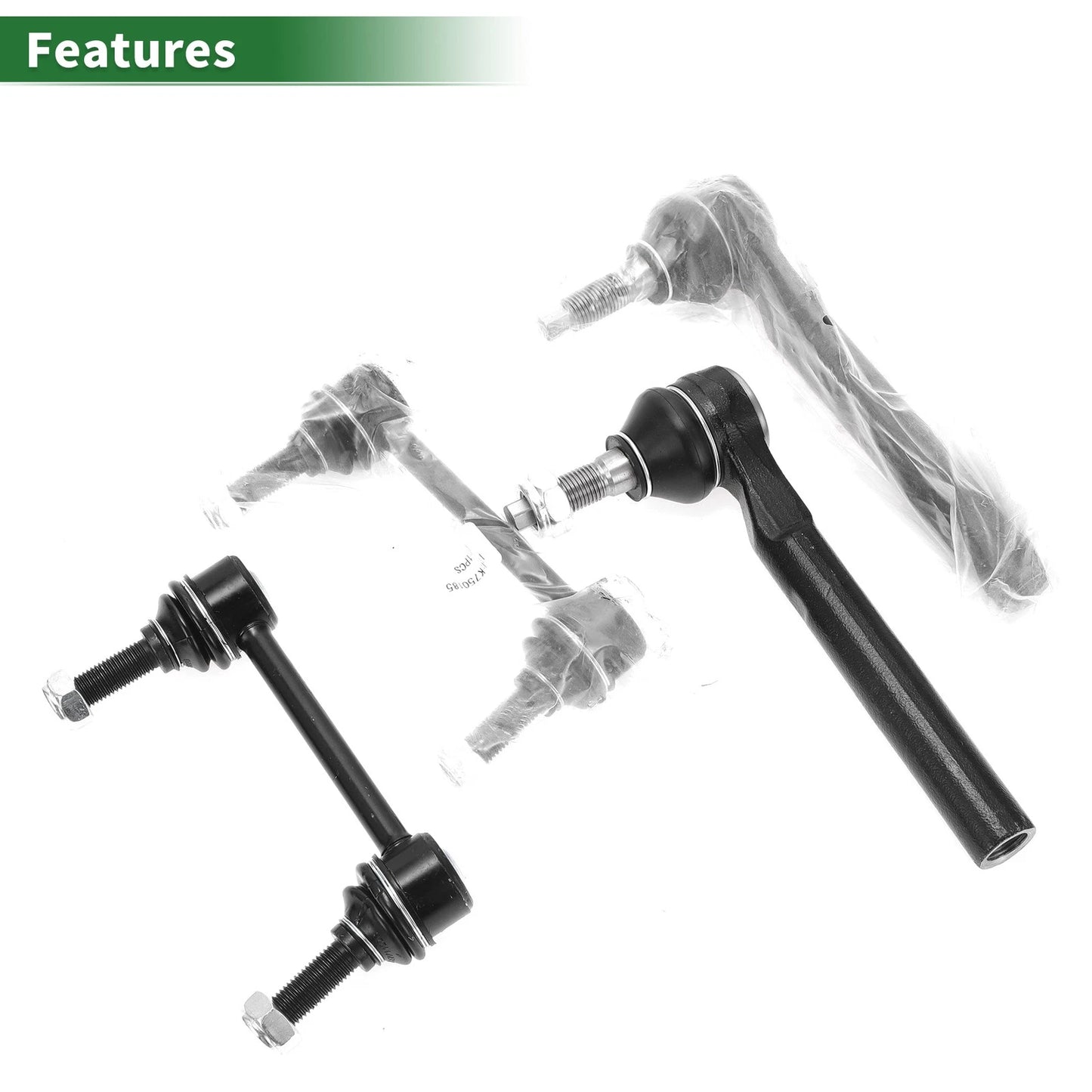 4 Pcs Front Suspension Kit Outer Tie Rod Ends Sway Bar Link for Jeep