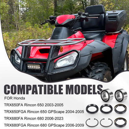 Rear Wheel Bearings & Circlip Seal Kit for Honda Rincon TRX650/TRX680 4X4