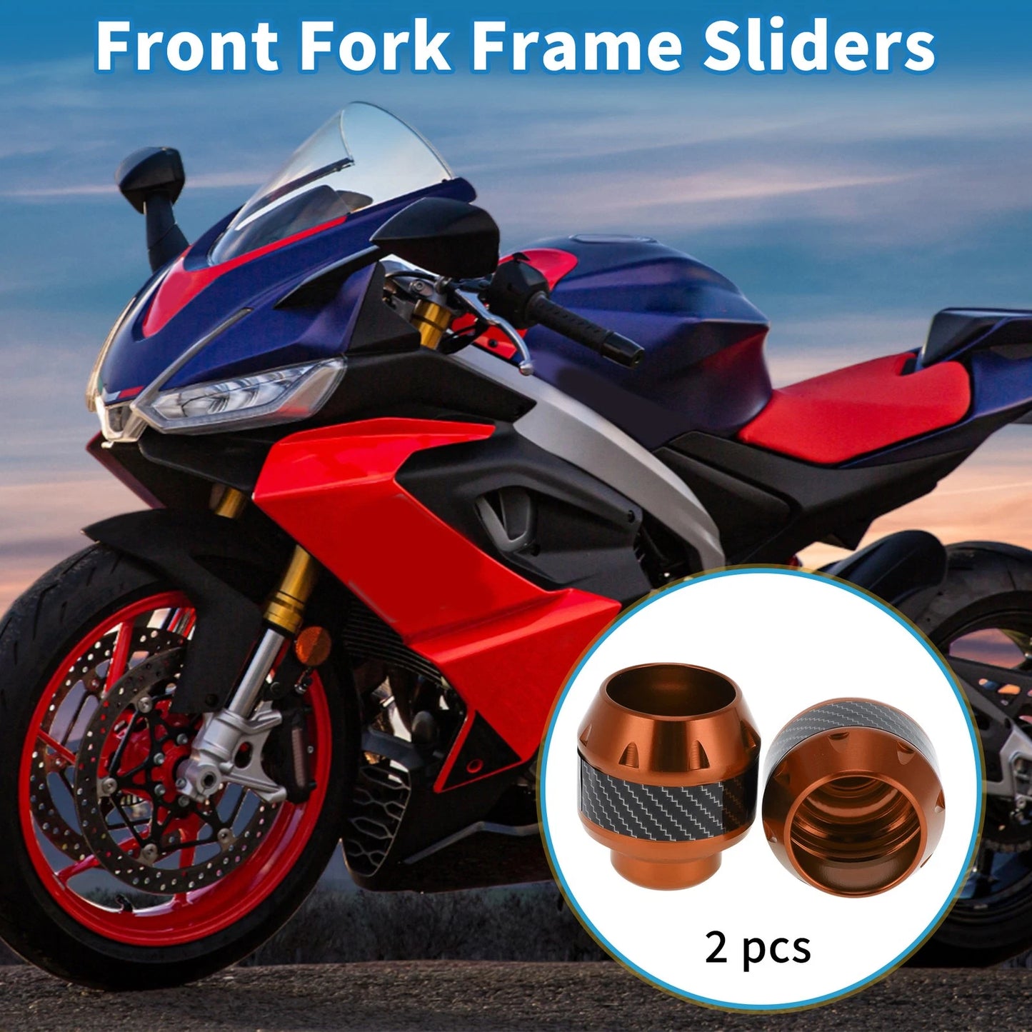 Frame Sliders 2 x Aluminum Orange for Motorcycle
