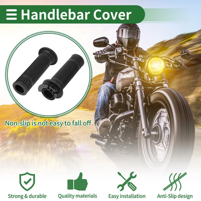 7/8" 22mm Hand Grips Cover Kit for Motorcycle Handlebar TPU Black Stripe