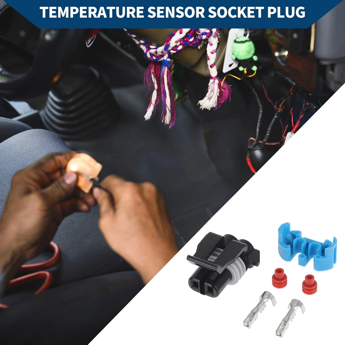 2 x Pins Temperature Sensor Socket Plug for Buick