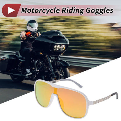 1 Set Motorcycle Riding Goggles Red Lens White Silver Tone Frame PC UV400