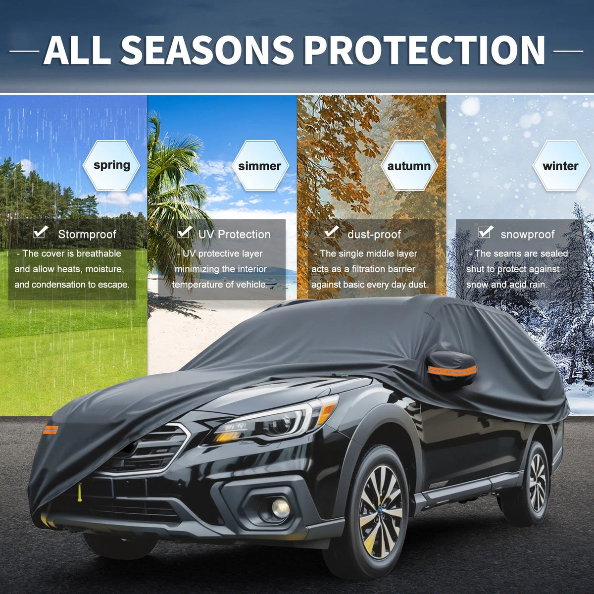 Waterproof Car Cover with Driver Door Zipper for Subaru Outback