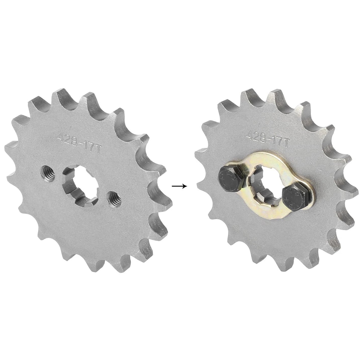 Chain 17T Front Engine Sprocket 17mm Titanium Tone for Motorcycle