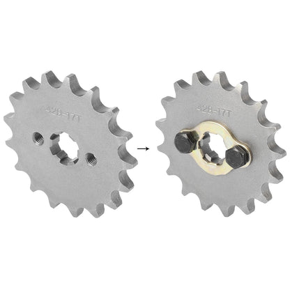 Chain 17T Front Engine Sprocket 17mm Titanium Tone for Motorcycle