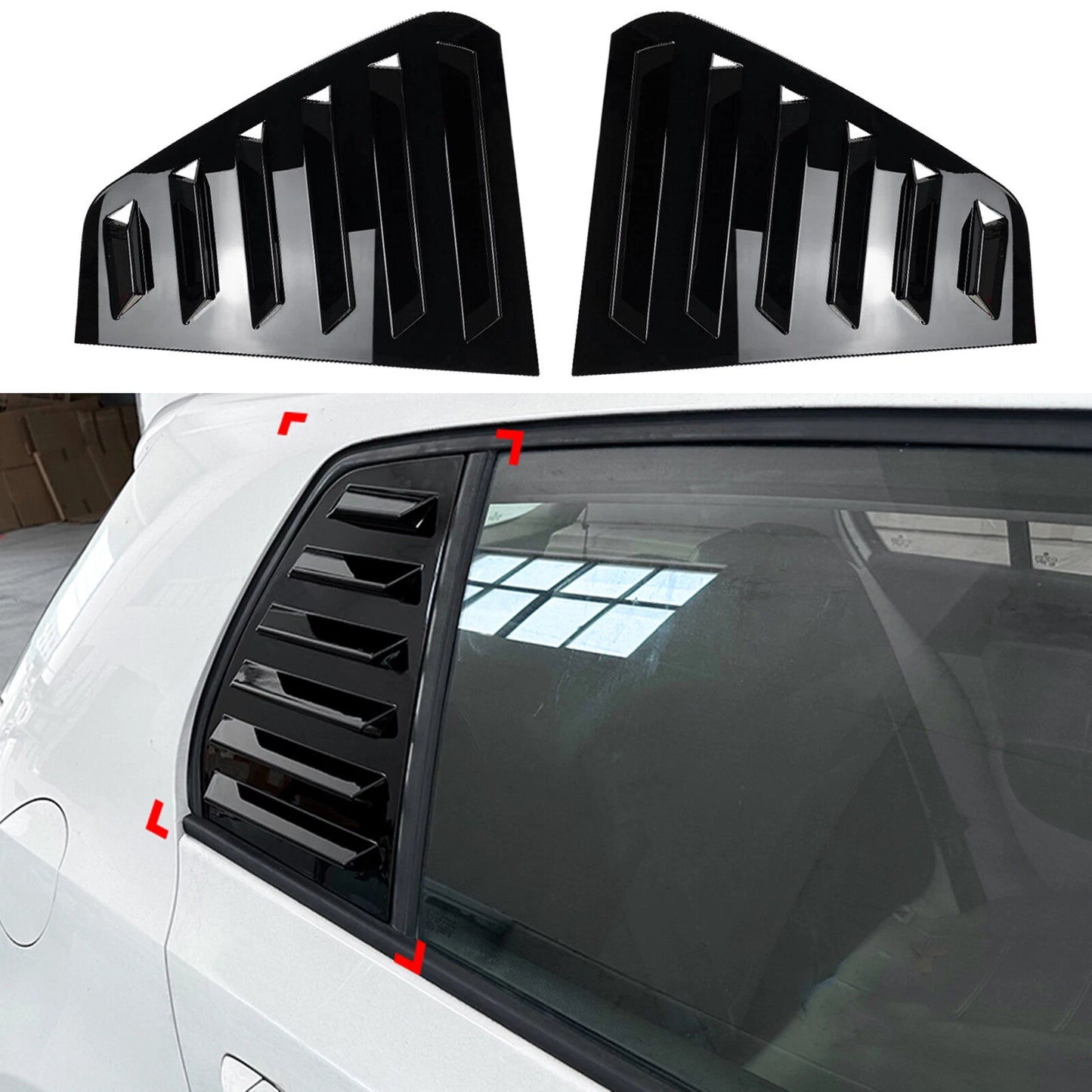 Rear Window Louvers for VW Golf 6 MK6 (2008-2012) Gloss Black