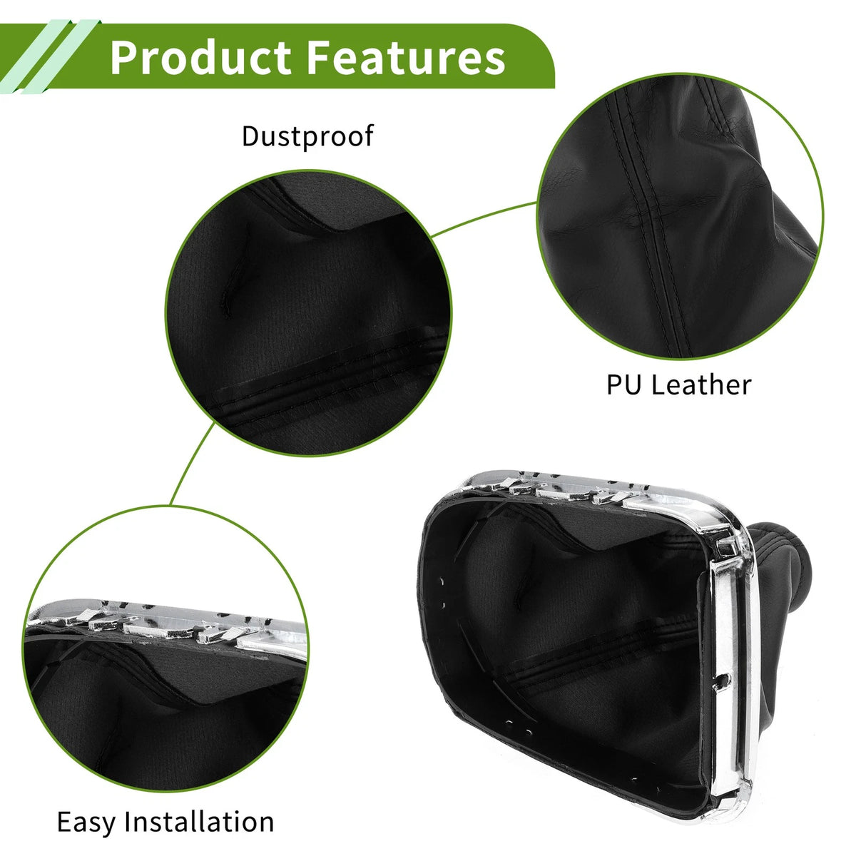 Black Faux Leather Gear Shift Stick Gaiter for Chevrolet Cruze (2008-2012)