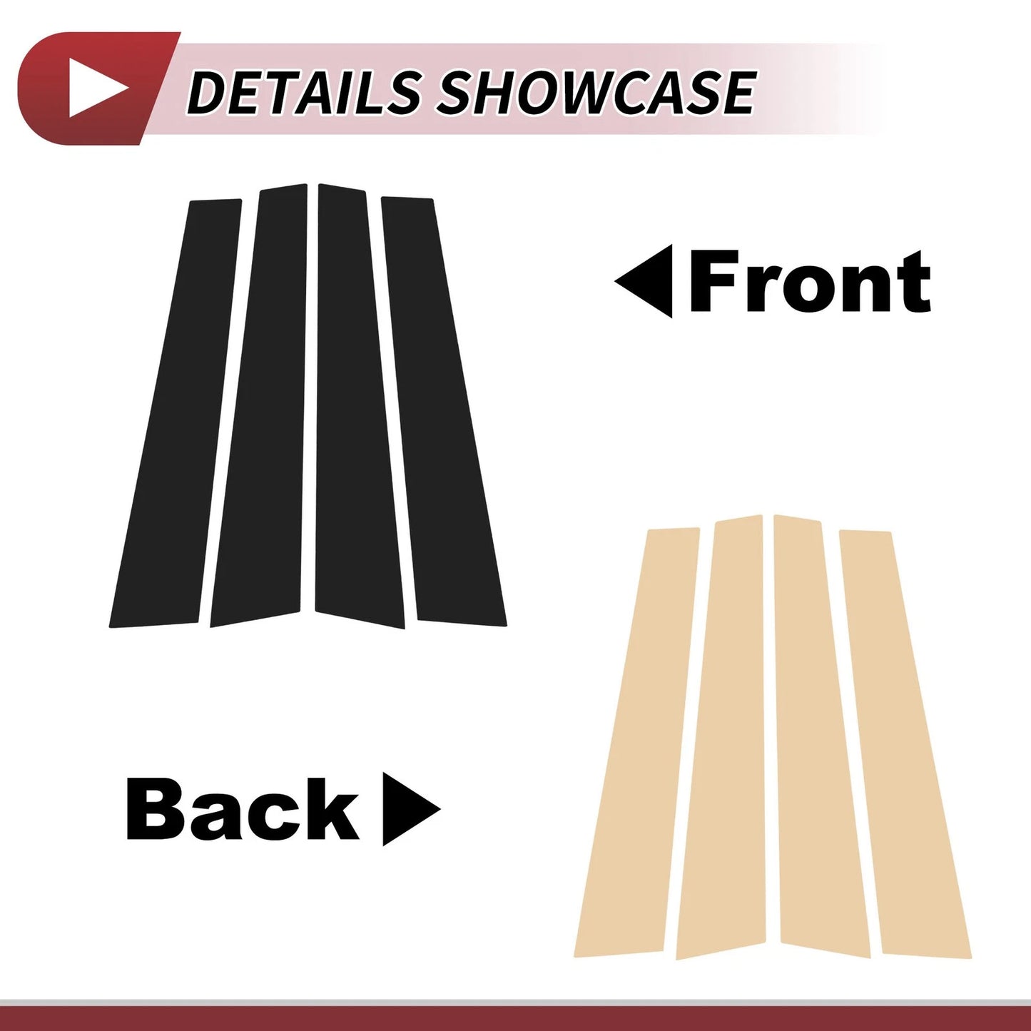4 Pcs Door Pillar Window Trim for Lexus GS (2012-2019) Black