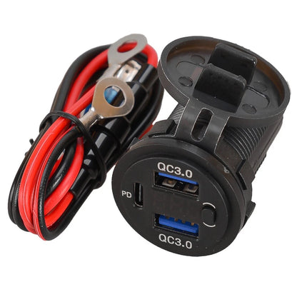 USB PD Type-C Car Charger Outlet Socket Adapter QC3.0 Fast Charge