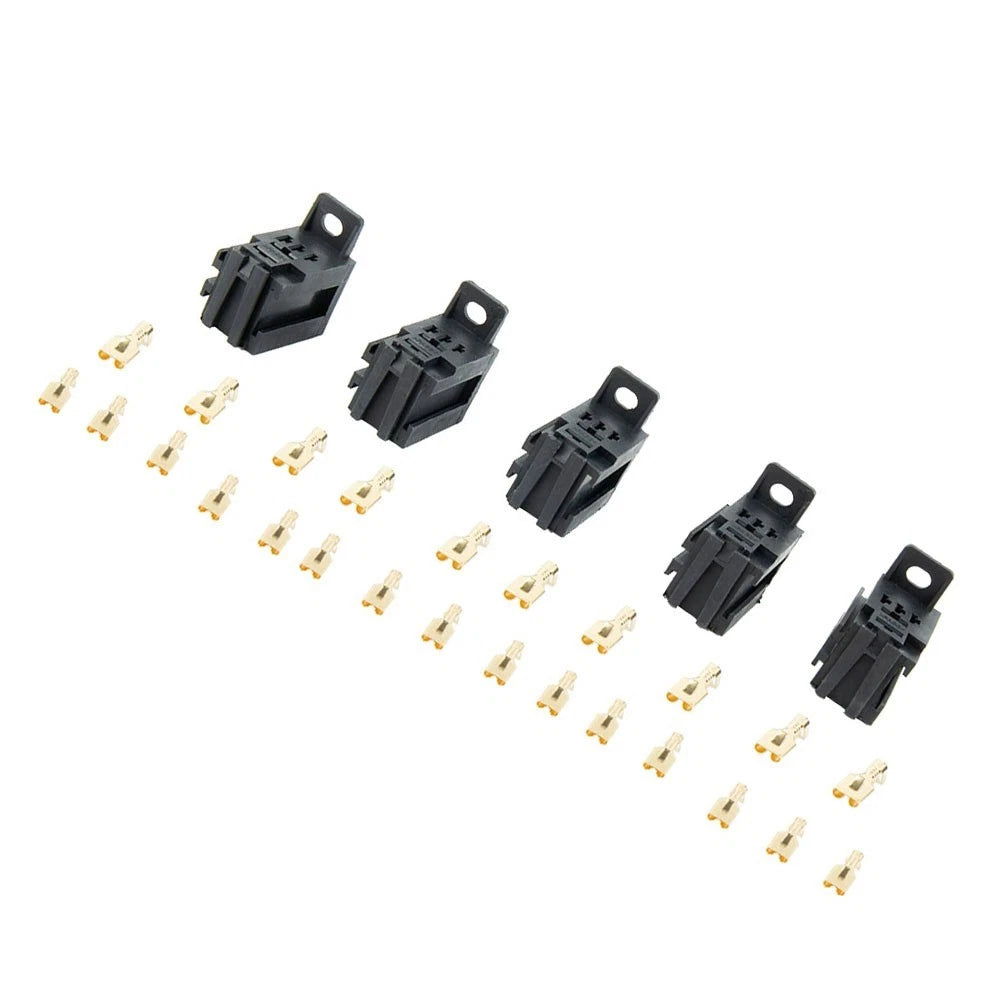 Relay Sockets 5-Pin 25pcs Copper Terminals 35×35×35mm Plastic & Metal for Electronics