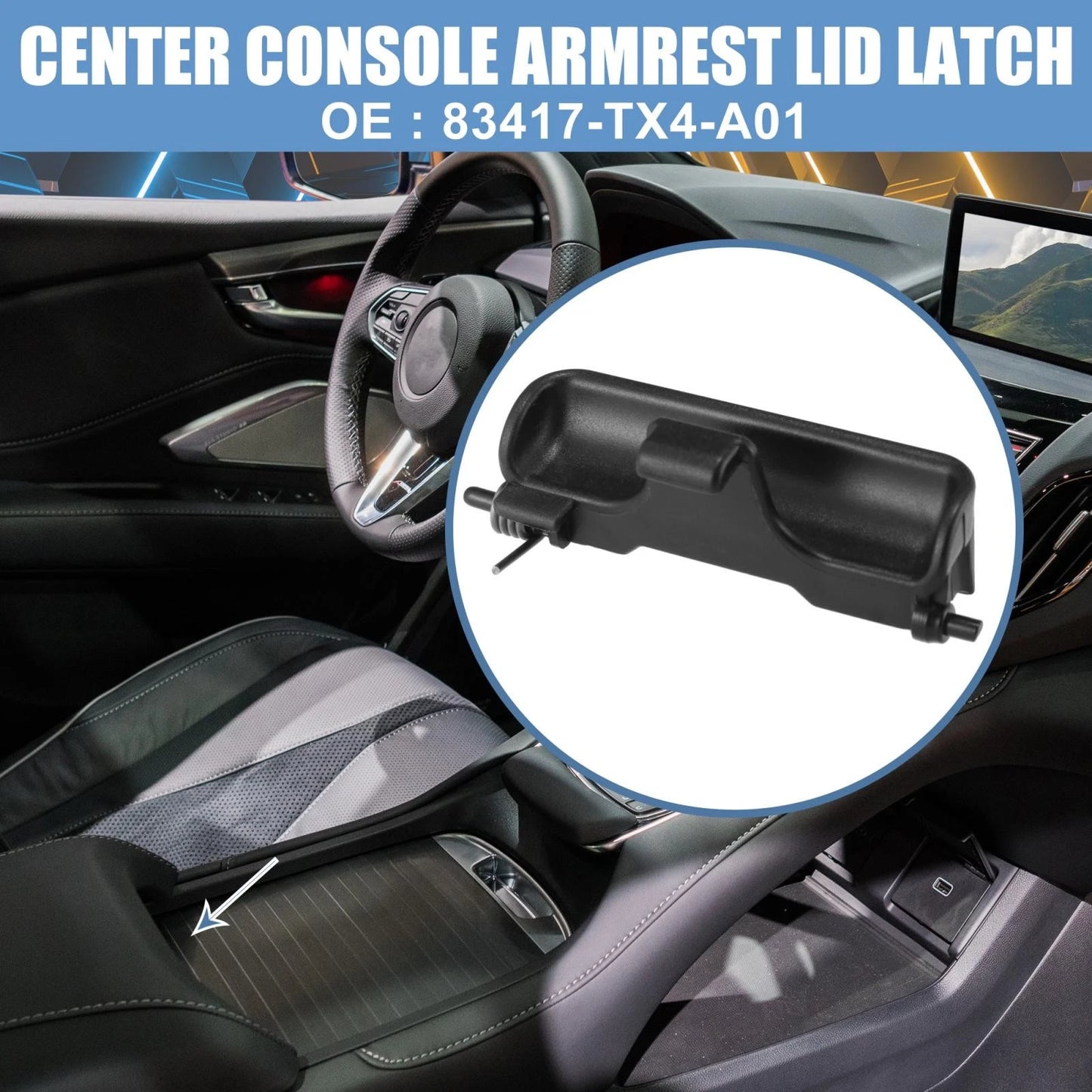Console Armrest Lid Latch Lock Knob w/ Spring for Acura RDX (2013 - 2018)