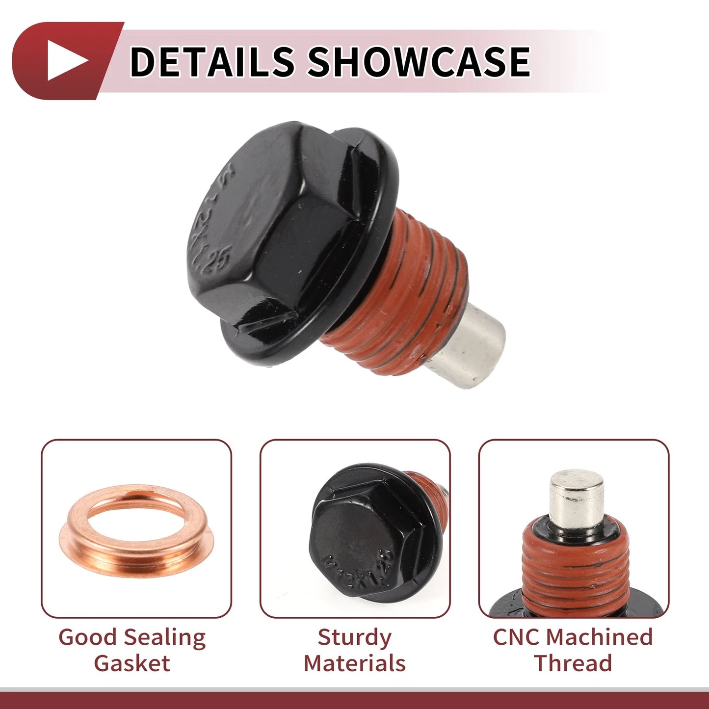 1 Set Oil Drain Plug for Nissan Infiniti Black Red