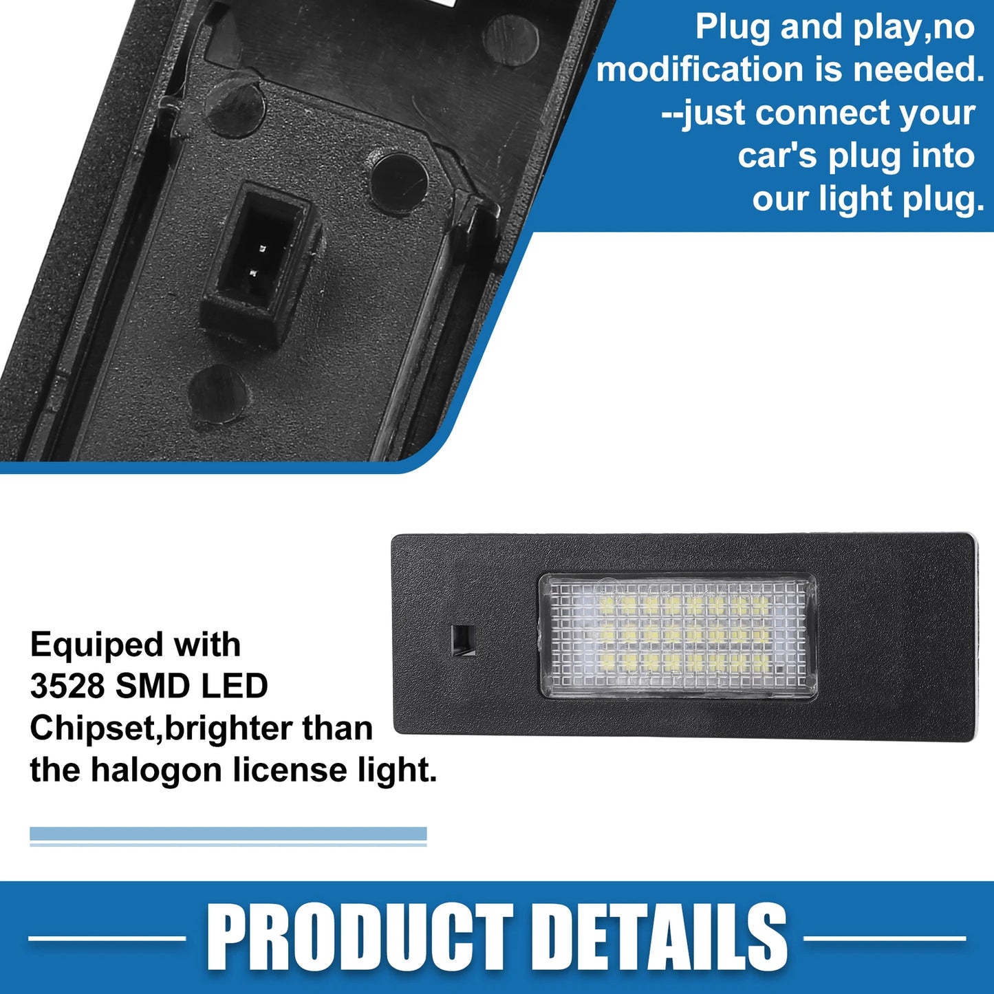 White LED License Plate Light Assembly  for BMW (2011-2019)