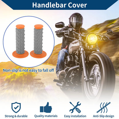 22 x 24 mm Hand Grips Cover Soft Rubber Orange for Motorcycle 1 Pair