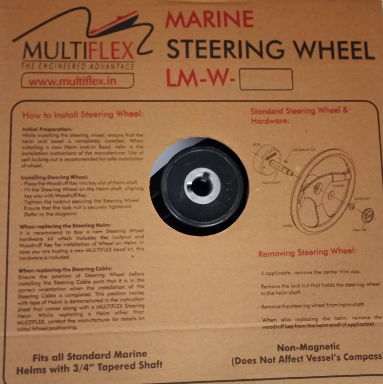 Boat Steering Wheel 3 Spoke 340mm for Multiflex Alpha Models