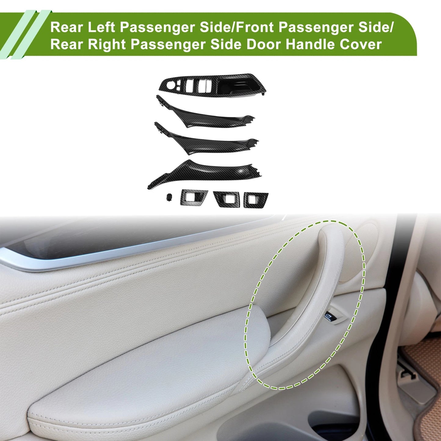 Door Panel Handle Pull Trim Cover for BMW 5 Series (2011-2016) Carbon Fiber