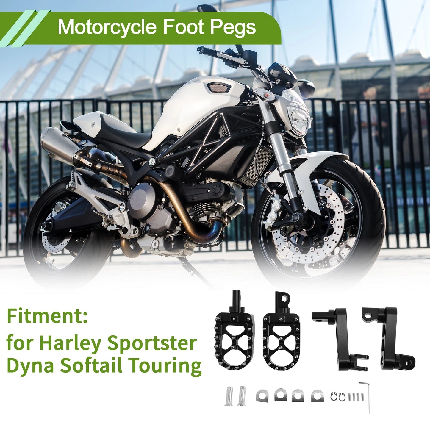Motorcycle Foot Pegs for Harley Sportster Dyna Softail Touring Footrests 1 Pair