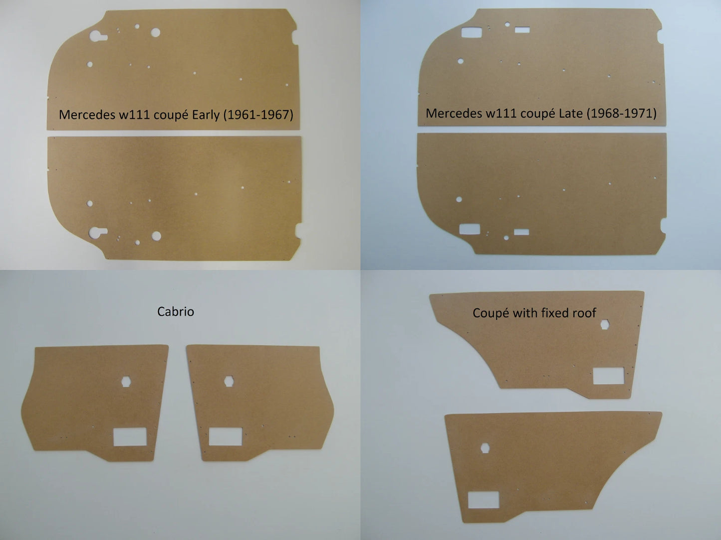 side trimming panels for Mercedes W111 coupé/cabrio (1959–1971)