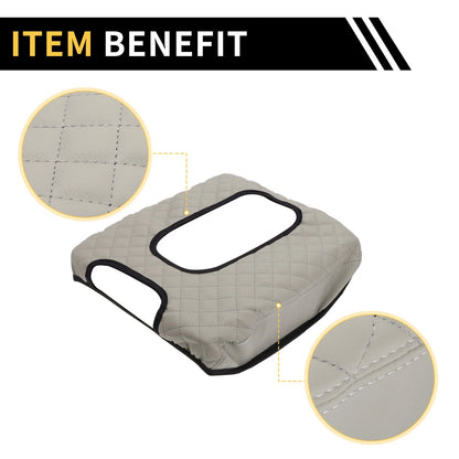 Arm Rest Cover for GMC Microfiber Leather Diamond Grid Pattern Grey