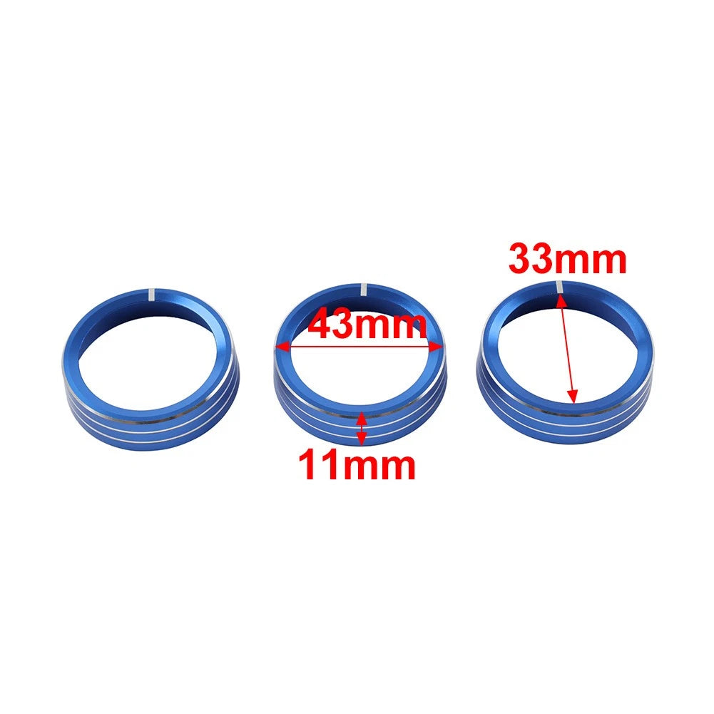 3 x Silver Center AC Switch Control Knob Rings for Kia Cerato K3 Forte (2017-2018)