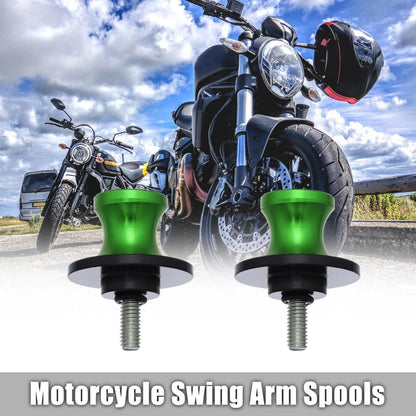2 x Swing Arm Spool Rear Stand Sliders Green for Motorcycle