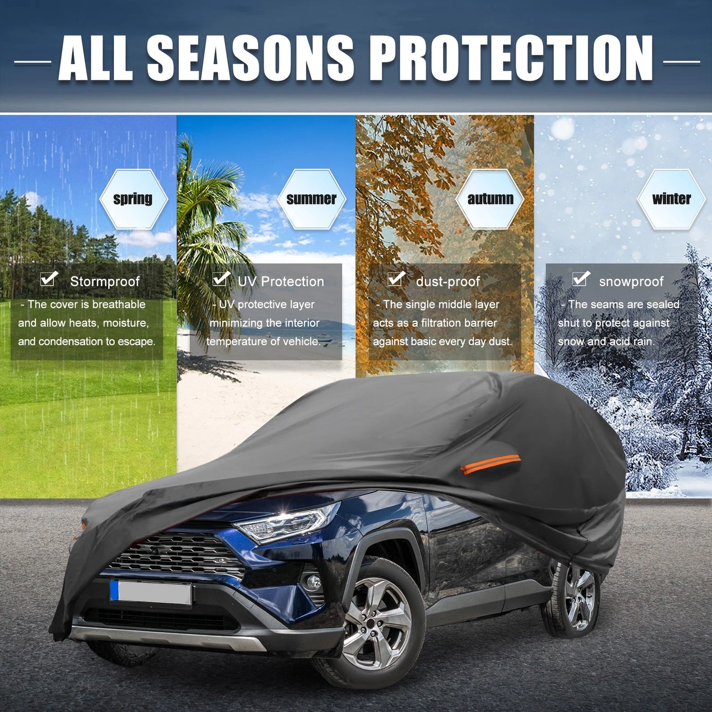 Waterproof Aluminum Film Car Cover for Toyota RAV4 (2012-2022) Black