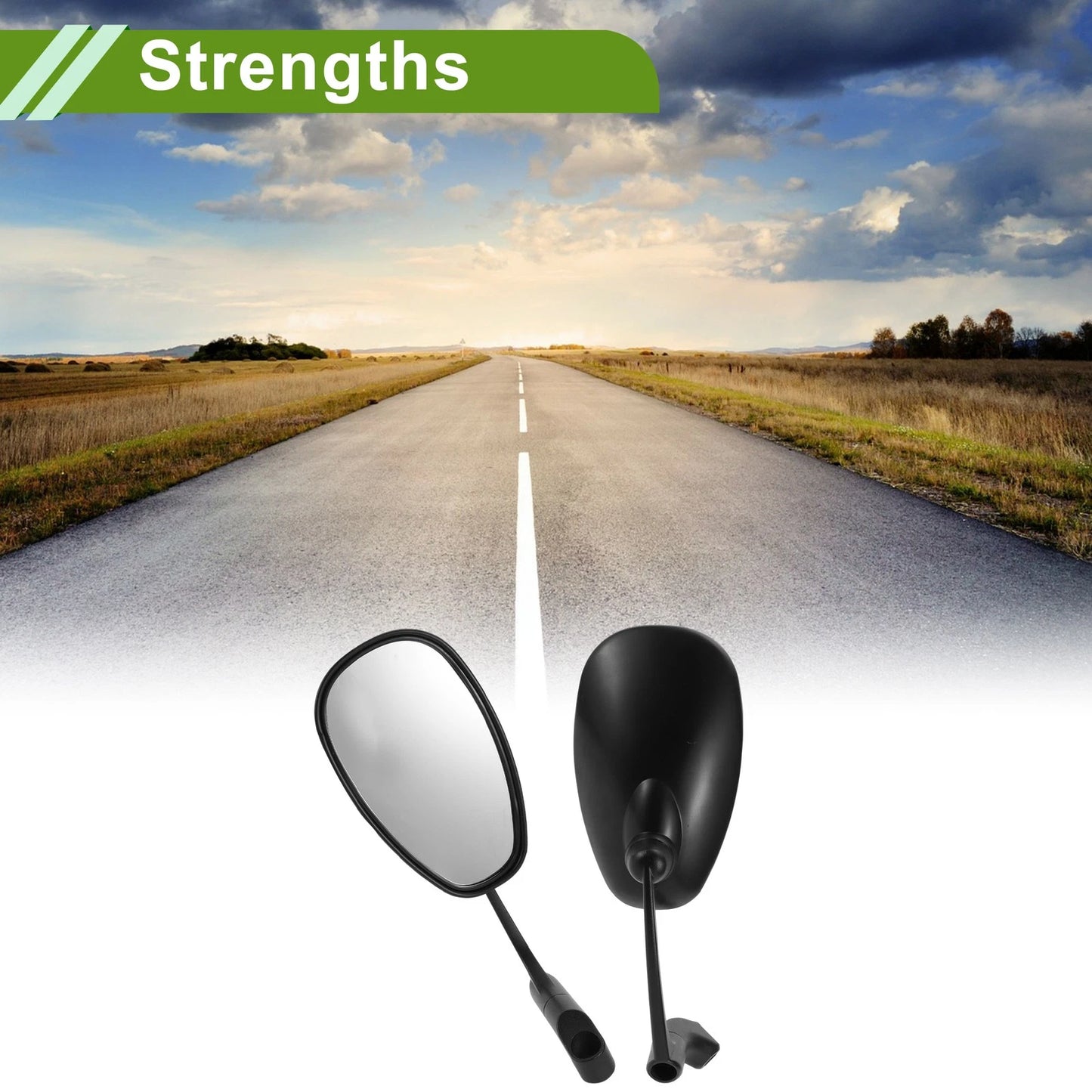 M8/M10 / 1set / Motorcycle Rear View Mirrors Oval Shape Black Aluminum Plastic