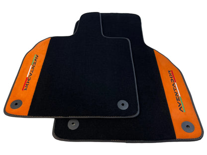 Floor Mats for Lamborghini Aventador 2012-2022 - Orange Alcantara Leather