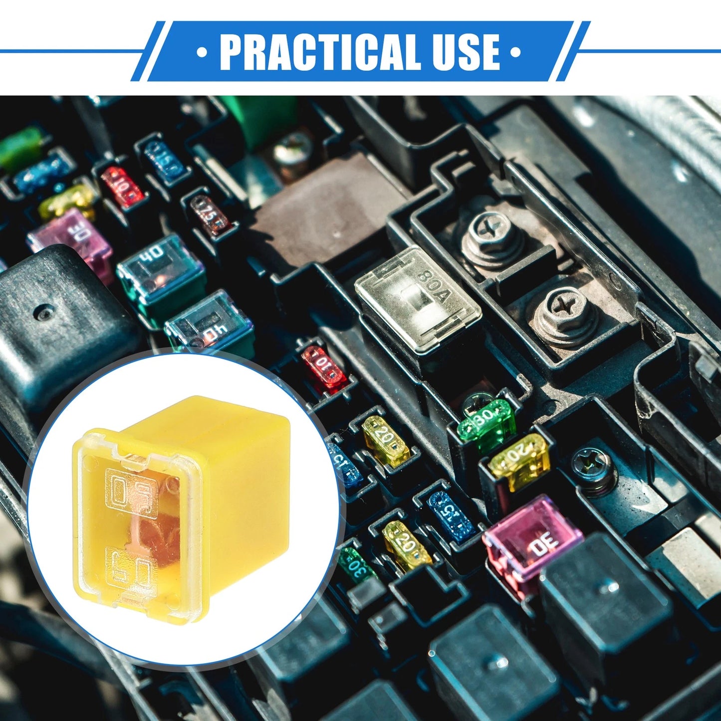 10 Pcs Mini Box Shaped Fuse 60 Amps for Pickup Trucks & Cars (Various Years)