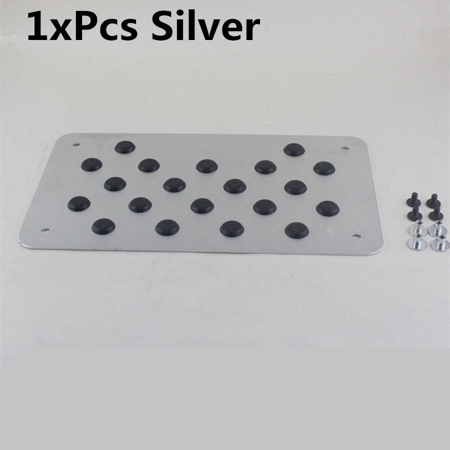 Aluminum Car Floor Carpet Mat Patch Heel Scuff Plate Pedal Pad 28x16cm