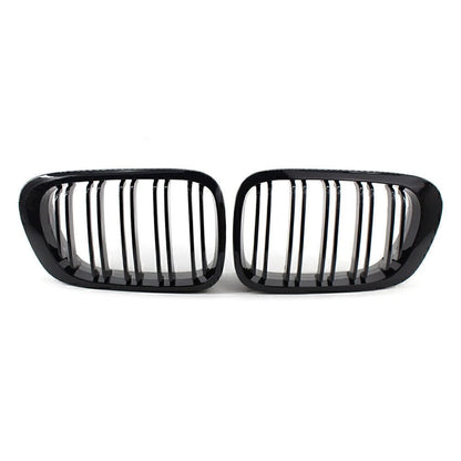 Gloss Black Double Slat Front Bumper Grille for BMW 3 Series E46 Coupe/Cabrio