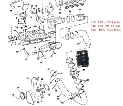 Upper Pipe Lower Riser Exhaust Hose for OMC Sterndrive Volvo Penta (N/A)