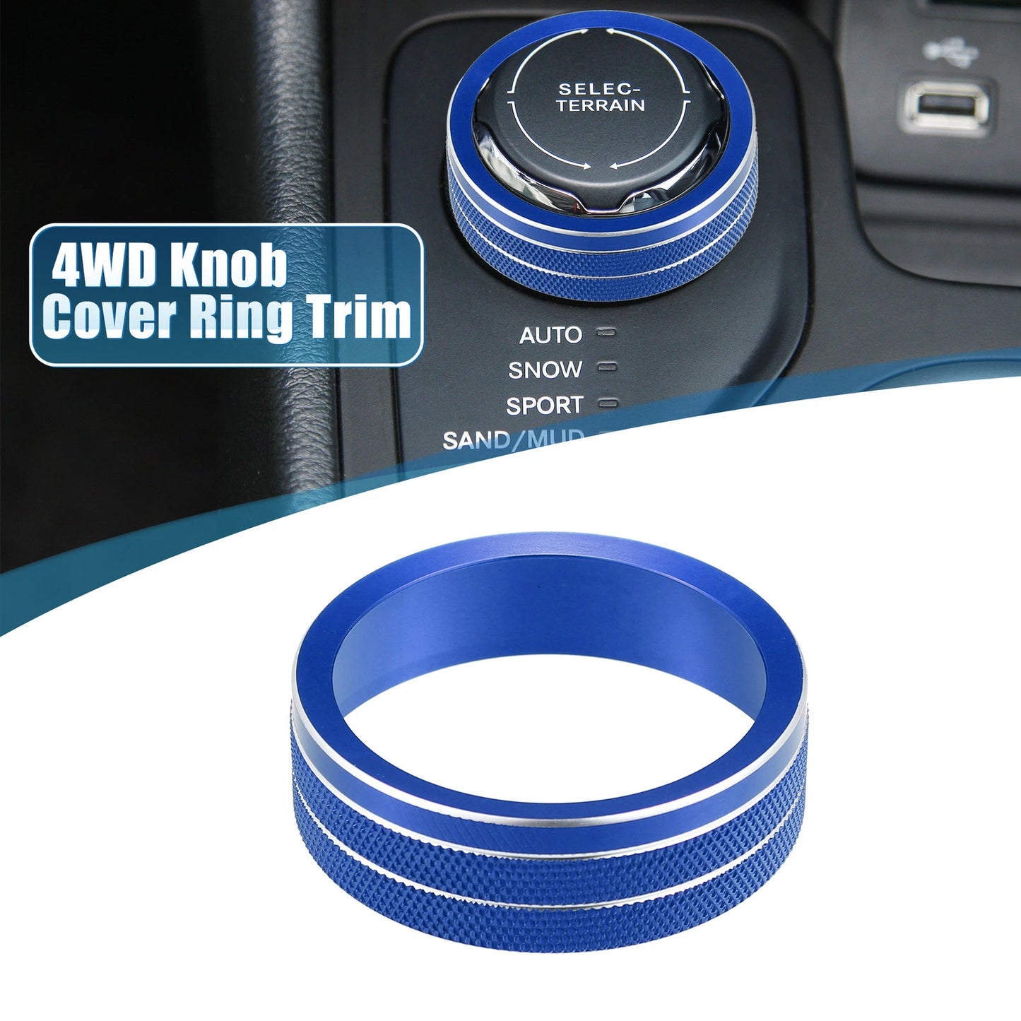 4WD Knob Cover Trim for Jeep Cherokee, Compass (2014-2021) Blue