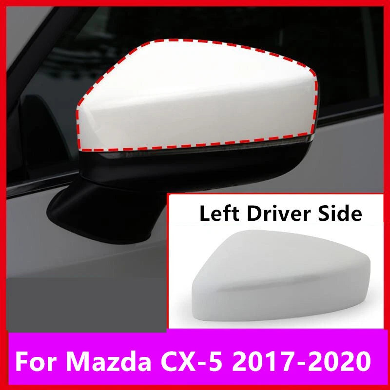 Left Driver Side White Rearview Mirror Cap Cover for Mazda CX-5 (2017–2020)