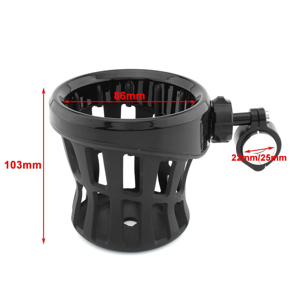 Chrome Motorcycle Drink Cup Holder for 7/8"-1" Bars (22mm-25mm)