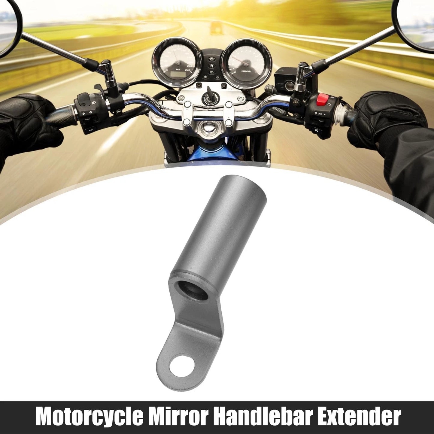 Handlebar Extender 10mm Aluminum Alloy Titanium Tone for Motorcycle Mirror