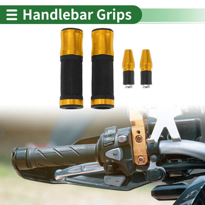 Motorcycle Hand Grips Cover Handlebar End Grips Gold Tone Rubber for Motorcycle